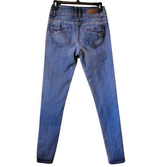 ABM Jeans -Low Rise Skinny Double Button Fly Slightly Distressed Jeans - SZ 7 - Picture 3 of 14